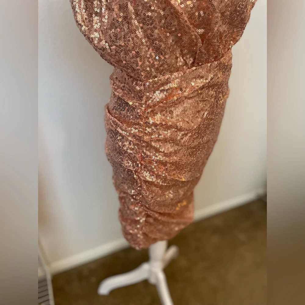 Style of CB Sequin Rose Gold Dress - Picture 3 of 9